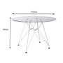 Imagem de Conjunto Jantar Eames De Ferro Branco Tampo Redondo 110cm Vidro 4 Cadeiras Pretas