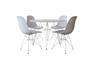 Imagem de Conjunto Jantar Eames de Ferro Branco Tampo Redondo Branco 90cm com 4 Cadeiras Brancas