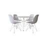 Imagem de Conjunto Jantar Eames De Ferro Branco Tampo Redondo Branco 90cm Com 4 Cadeiras Brancas