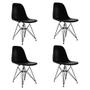 Imagem de Conjunto Jantar Eames De Ferro Preto E Tampo Quadrado Branco 90cm 4 Cadeiras Pretas