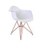 Imagem de Conjunto Jantar Mesa Eames Eiffel Vidro Redonda 110cm com 4 Poltronas Brancas Ferro Cobre