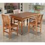 Imagem de Conjunto Jantar Mesa Madeira Maciça Rústica Franscisca 140x80 com 4 Cadeiras Ripada Confort Castanho