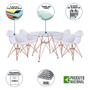 Imagem de Conjunto Jantar Mesa Redonda Vidro Eames Eiffel 90cm com 4 Poltronas Brancas Ferro Cobre