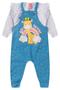 Imagem de Conjunto Jardineira Bebê Moletom Menina - Girafa - Azul e Branco