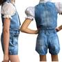 Imagem de Conjunto Jeans Infantil Meninas Confortavel-Short+Camisa Social+Colete-Parque-Festas-Natal-Ano Novo-Livia-