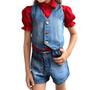 Imagem de Conjunto Jeans Infantil Meninas Confortavel-Short+Camisa Social+Colete-Parque-Festas-Natal-Ano Novo-Livia-