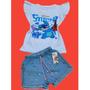 Imagem de Conjunto jeans infantil  stitch alegria