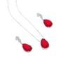 Imagem de Conjunto Jóias Colar E Brincos Vermelho Rubi Feminino Prata Maciça 925 Ref. 125