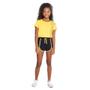 Imagem de Conjunto Juvenil Amora Blusa Algodão Shorts Moletom Leve Amarelo/Preto