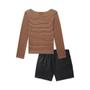 Imagem de Conjunto Juvenil Feminino Lilimoon Blusa Canelado Shorts-Saia