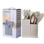 Imagem de Conjunto Kit 18 Utensílios de cozinha, silicone premium resistente ao calor e com cabo de madeira.