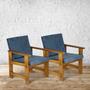 Imagem de Conjunto Kit 2 Poltronas Cadeiras Madeira Treliça Sala Decorativa Varanda Rustica