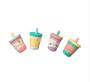 Imagem de Conjunto kit 4 borrachas divertidas formato copinho canudo  bebidas resistente