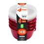 Imagem de Conjunto Kit 4 Potes Organizadores Bowls 500ml Vermelho Tampa Transparente Livre BPA