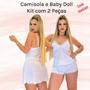 Imagem de Conjunto Kit com Camisola e Baby Doll Pijama Feminino Sensual