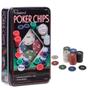 Imagem de Conjunto Kit de Fichas de Poker Lata 100 fichas numeradas e coloridas profissional + Dealer