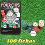 Imagem de Conjunto Kit de Fichas de Poker Lata 100 fichas numeradas e coloridas profissional + Dealer