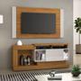 Imagem de Conjunto Kit Home Painel Suspenso e Rack Bancada 1 Porta Sala de Estar Marrom Madeira Off White