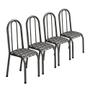 Imagem de Conjunto Kit Jogo 4 Cadeiras Metal Aço Cozinha Jantar Almofadada