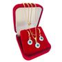Imagem de Conjunto Kit Presente Brinco e Colar Olho Grego Semijoia Folheada a Ouro 18k