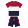Imagem de Conjunto Kyly Camiseta em Algodão e Bermuda em Moletom -Listrado Vermelho