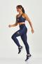 Imagem de Conjunto Legging Atletika com Passante + Top Cropped Atletika com Silk CajuBrasil Azul Eclipse M 40/42