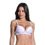 Imagem de Conjunto Lingerie Calcinha e Sutiã com Bojo Rendado Bicolor Branco