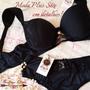 Imagem de Conjunto lingerie calcinha e sutiã plus size com alças largas em espuma 
