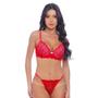 Imagem de Conjunto Lingerie Calcinha Fio e Sutiã Rendado Ajustável Sensual Sex Vermelho