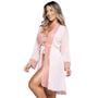 Imagem de Conjunto Lingerie Com Aro Sem bojo e Robe feminino Sexy em Renda e Tule Combo Linha Noite