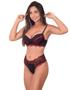 Imagem de Conjunto lingerie com bojo micro Fibra e renda Bicolor.