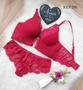 Imagem de Conjunto Lingerie em Renda Frente Detalhe Tule BRANCO, PRETO, ROXO, RUBI, VERMELHO
