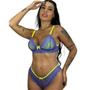 Imagem de Conjunto Lingerie Feminino Íntimo Duas Cores De Renda Cropped Calcinha Sutiã Calesson Sem Bojo