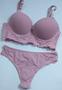 Imagem de Conjunto Lingerie Liso Com Calcinha Rendada