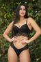 Imagem de Conjunto lingerie preto rose com base de espuma e trabalhado em renda