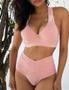 Imagem de Conjunto lingerie sutiã basico nadador sem fecho com bojo com aro com calcinha cós alto fio duplo - rose