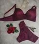 Imagem de Conjunto lingerie  Sutiã com bojo e Calcinha Tamanho P Marsala EY 10004