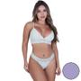 Imagem de Conjunto Lingerie Vitoria de Microfibra e Renda Sutiã sem Bojo e Calcinha Fio Dental