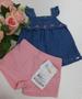 Imagem de Conjunto Luxo Bata + Shorts Sarja Bebê Menina Paraiso 13978