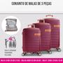 Imagem de Conjunto Mala de Viagem Kit 3 Peças Pequena Média Grande Rígida ABS Rodinhas 360 ANAC