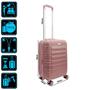 Imagem de Conjunto Mala de Viagem Rigida Abs Expansiva Cadeado Roda Dupla 360  Aviao Embarque Bagagem Media 23kg Pequena 10kg Rose