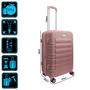 Imagem de Conjunto Mala de Viagem Rigida Abs Expansiva Cadeado Roda Dupla 360  Aviao Embarque Bagagem Media 23kg Pequena 10kg Rose