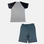 Conjunto Manabana com Camiseta e Bermuda de moletom Curto Infantil Menino listras Imagem de Conjunto Manabana com Camiseta e Bermuda de moletom Curto Infantil Menino listras
