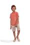 Imagem de Conjunto Masculino Camisa Salmão com Bermuda Listrada Tamanho (1ao12)