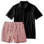 Imagem de Conjunto Masculino Camiseta Polo e Short Linho Moda Praia Luxo Premium