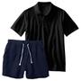 Imagem de Conjunto Masculino Camiseta Polo e Short Linho Moda Praia Luxo Premium