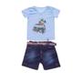 Imagem de Conjunto masculino infantil bermuda jeans e camiseta cor vermelha - azul marca bela fase moda bebê