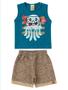 Imagem de Conjunto Masculino Infantil Happy Octopus - Lual Kids - Petróleo/Grecia Caramelo