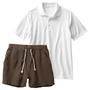 Imagem de Conjunto Masculino Leve Camiseta Polo e Short Linho Moda Praia Luxo Premium