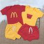 Imagem de Conjunto McDonalds Roupa Bebê Kit 4 Pçs Mêsversário Temático Menina Menino